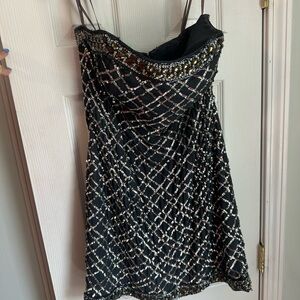 Elegant Black and Silver Beaded Dress